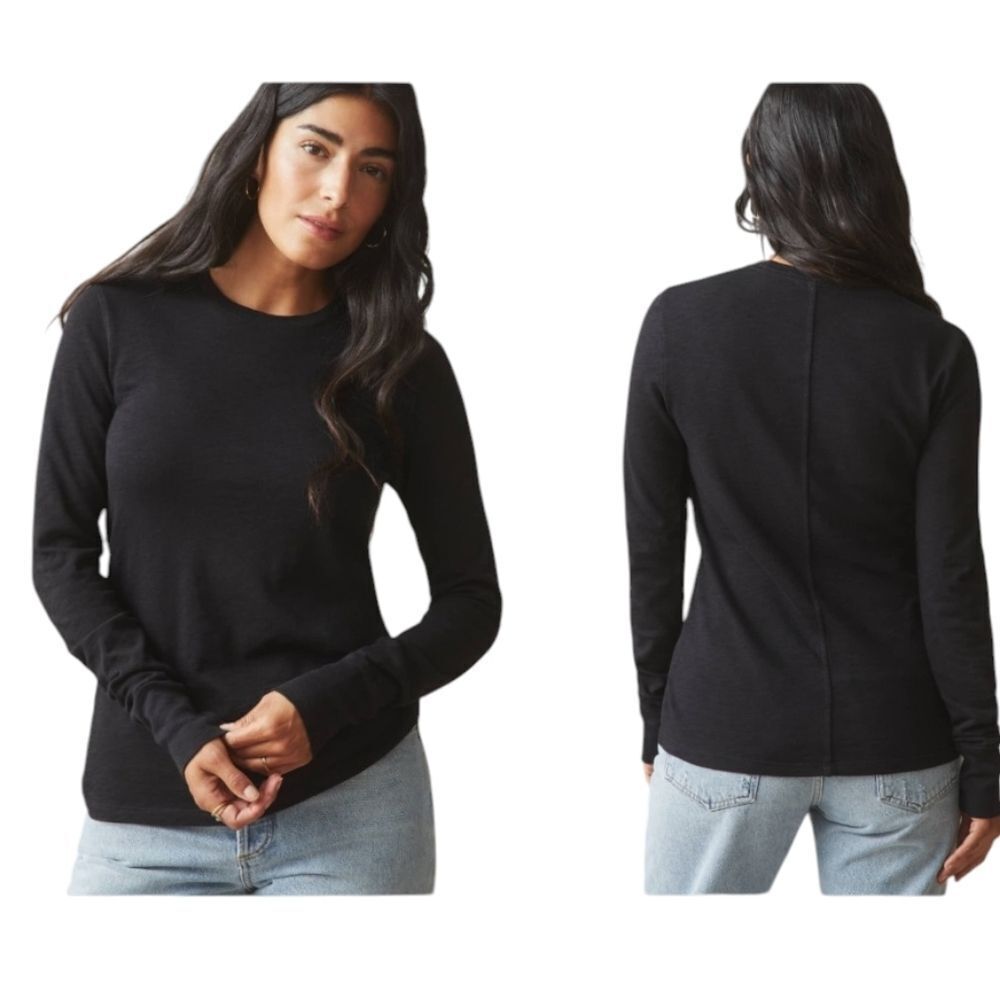 NEW American Giant Premium Slub Long Sleeve Crew Tee Black Size L